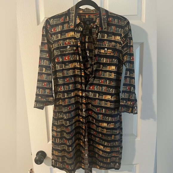 Tommy Hilfiger Multicolor Book Print Shirt Dress Size Small - Picture 1 of 4
